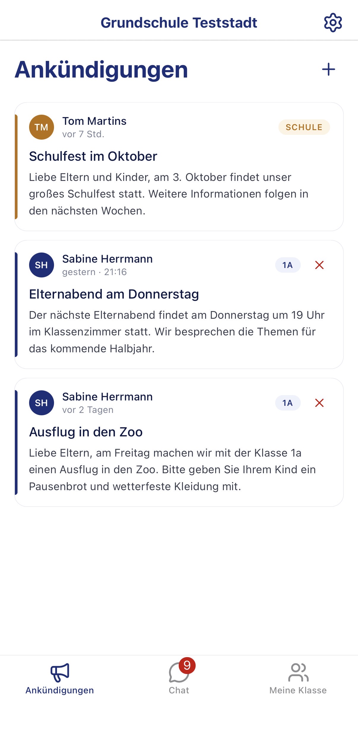 Ankündigungen in der mato App